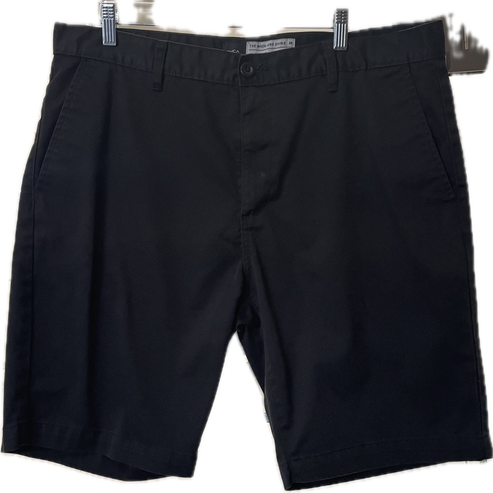 RVCA Shorts Men's 38 Black Week-end Chino Flat Front Skater Normcore